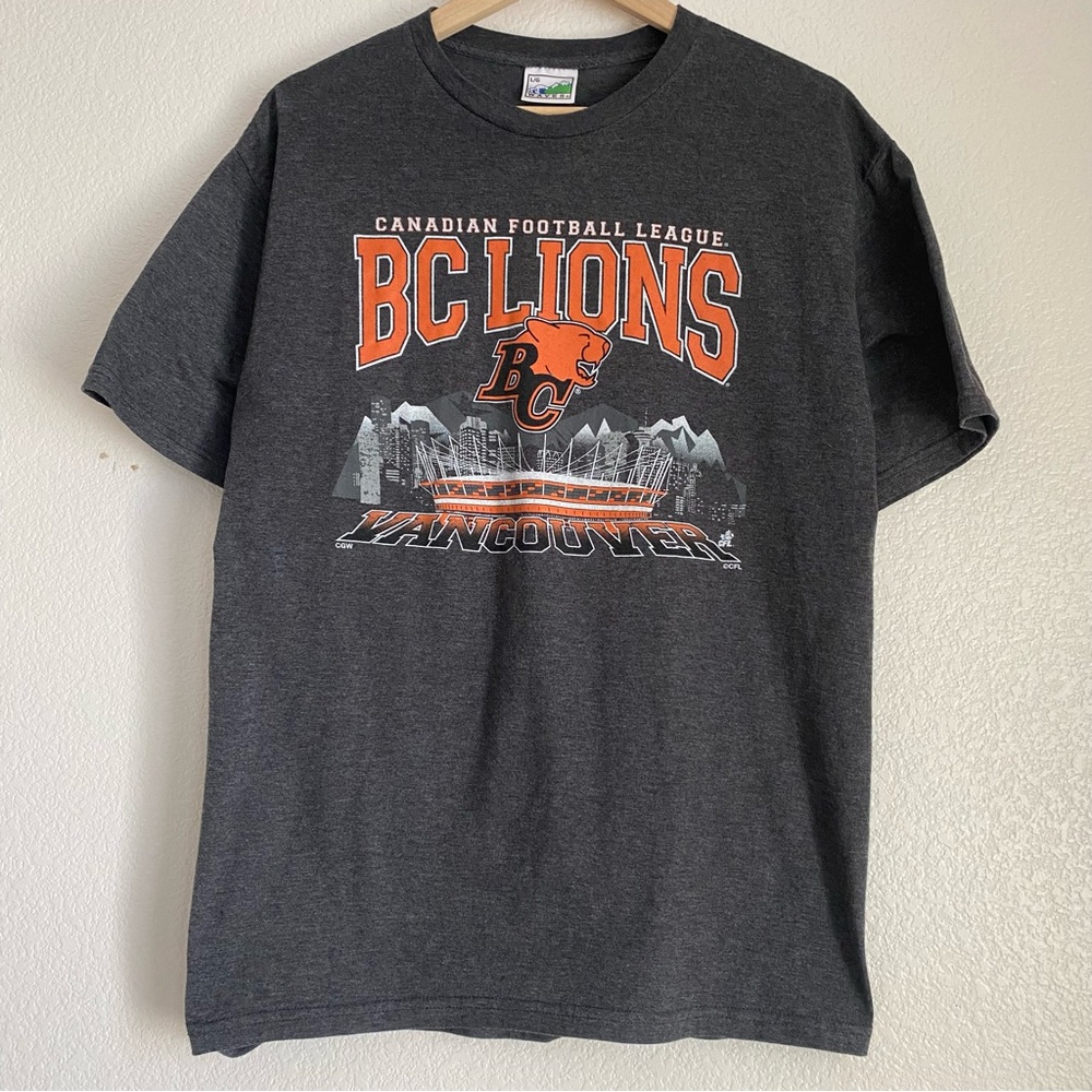 Vintage Canadian football league Vancouver BC Lions t-shirt, grey, L